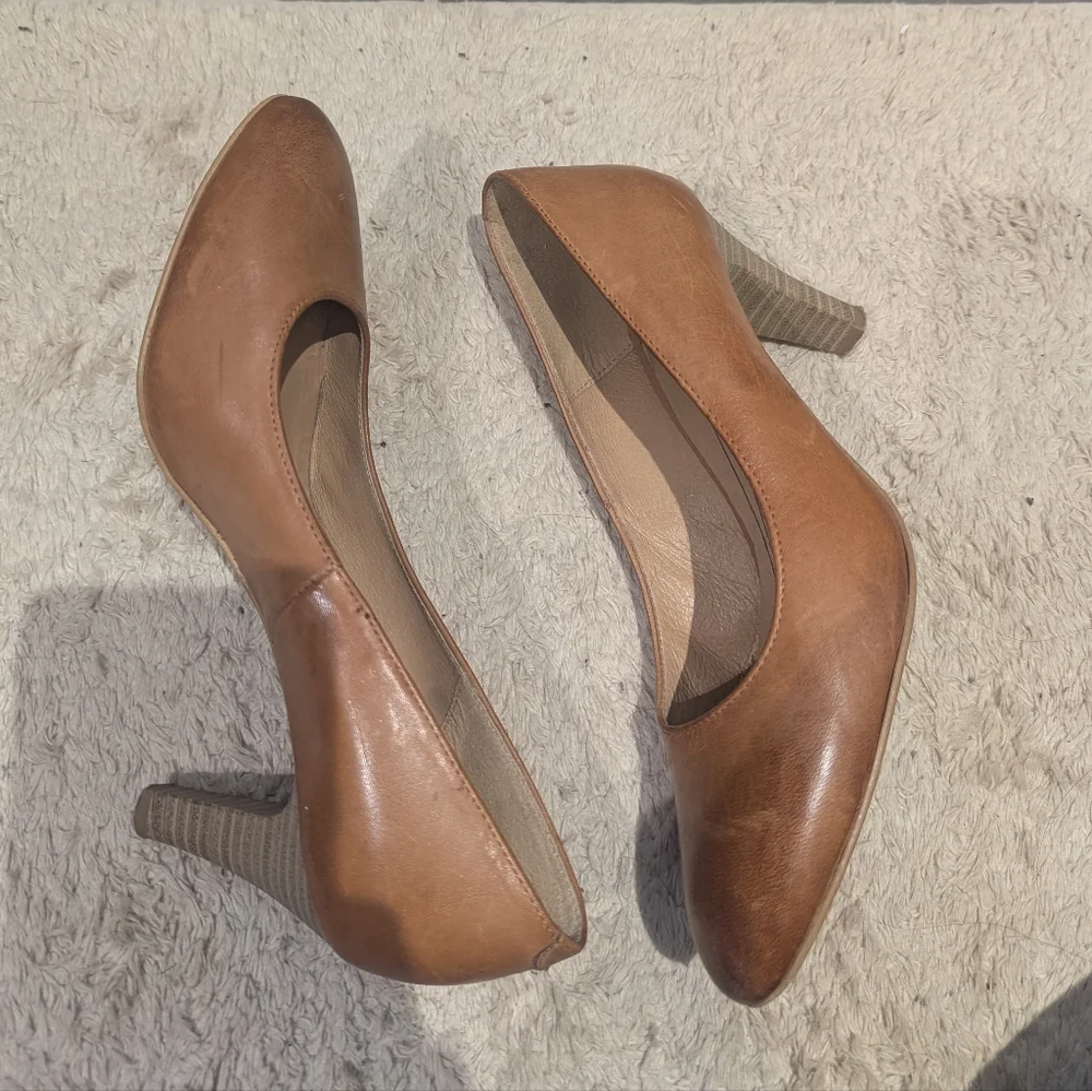 Lasocki Genuine Leather Light Brown Caramel Classic Low Heels SZ 38 (8 US) - Picture 9 of 14